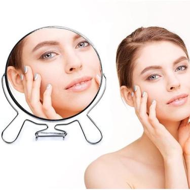 Imagem de Espelho de Maquiagem Metal Dupla Face com Aumento 8" - Mulher Beleza -