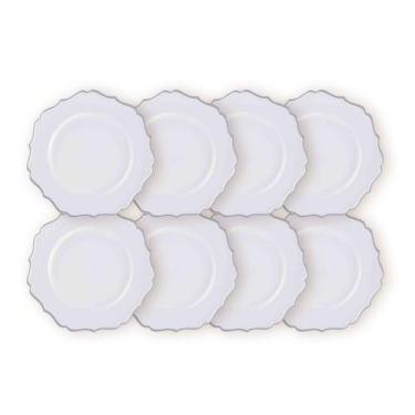 Imagem de Kit 8 Un Sousplat Branco Com Prateado 33Cm Rafimex