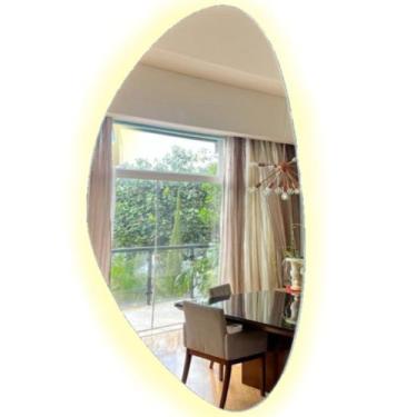 Imagem de Espelho Grande 95cm Orgânico LED Branco Quente Sala Quarto - V.A Decor