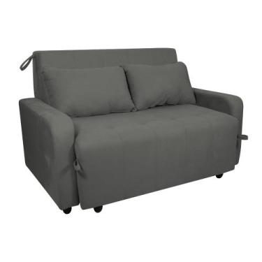 Imagem de Sofá Cama End 138cm Reclinável Manual Suede Cinza - Sallar Home