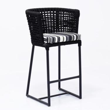 Imagem de Banqueta de Corda Náutica e Alumínio Jardim Cozinha Bancada - Sarah Mó