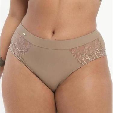 Imagem de Calcinha Plus Size Cavada Dilady 332222 com Tule, 54, Cacau