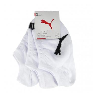 Imagem de Meia Puma Sapatilha Kit Com 3 34 Ao 39, Branco, UN