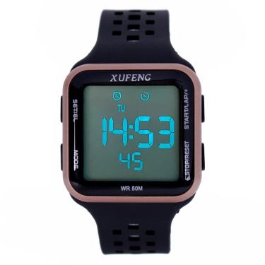 Imagem de Relógio Digita Quadrado Masculino Academia Resistente Água Esportivo Xufeng-Masculino