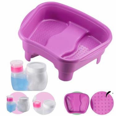 Imagem de Kit Porta Acetona/Algodão + Bacia Pés Pedestal Pedicure Manicure Salão