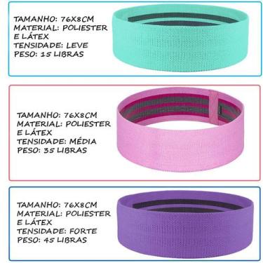 Imagem de Kit Hip Band faixas Elásticas Gold Sports Athlete - Leve/Média/Forte, 