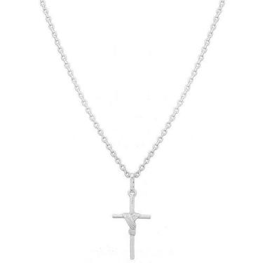 Imagem de Cordão Corrente Masculina 70cm Pingente Crucifixo Prata 925 - DR Joias
