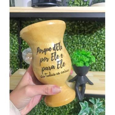 Imagem de Cuia de Madeira Lisa com Pé - Deus - Encanto Laser