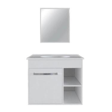 Imagem de Gabinete 57X46X35 Para Banheiro Kit Máximos Branco Com Espelho Policla