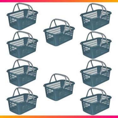 Imagem de Kit 10 Cesta Cestinha Plastica Supermercado Mercado 9 Litros - Usual U