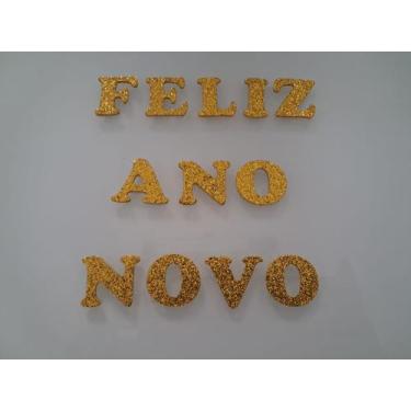 Imagem de Faixa Aplique Decorativo em EVA Feliz Ano Novo Dourado Letras 16cm - m