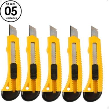 Imagem de Estilete Multiuso Profissional Retrátil Com Trava Kit Com 5 - Vidal