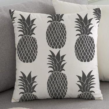 Imagem de Almofada Algodão Estampada Abacaxi 40x40cm Preto - FASTLAR