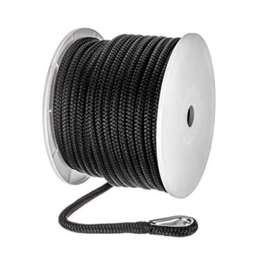Imagem de Seachoice Corda de ancoragem para barco, trança dupla, nylon, linha Achor, 1,27 cm x 45 m, preta