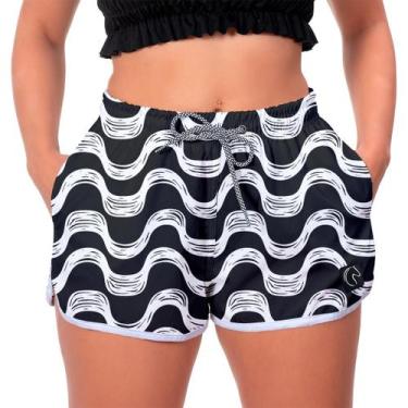 Imagem de Short Feminino Tactel Praia Com Elastico Ajustável e Bolsos Moda Casua