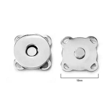 Imagem de Kit 20 Botões Imantado Magnético Fecho cor Níquel 18mm Imã - BERTO IMP