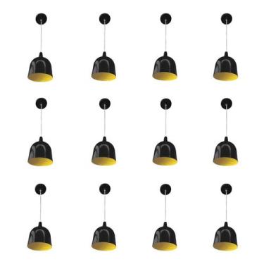 Imagem de Kit 12 Luminária Pendente Gota Com Interior Amarelo Com Fiação 110/220
