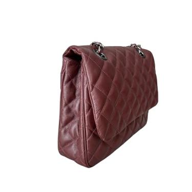 Imagem de Bolsa Feminina Matelassê em Couro Legítimo Alça de Corrente fechamento magnético