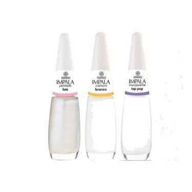 Imagem de Kit Esmalte Impala 3 Cores Brancas Branco, Top Pop e Lua