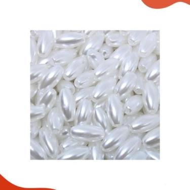 Imagem de Arroz Perolado Liso Passante 6X12mm Em Abs Com 500Gr - LADEIRA BIJUTER
