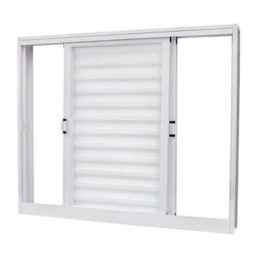 Imagem de Janela Veneziana em Aço Branco 100x150x14 cm 3 Folhas Móveis Ideal CRV