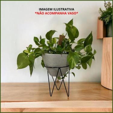 Imagem de Suporte Vaso Tripé Plantas Chão Jardim Decoração Casa Preto Cozinha Es