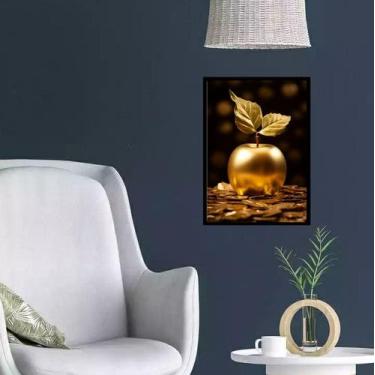 Imagem de Quadro Arquétipo Maçã Dourada 24x18cm - Quadros On-line, Madeira preta