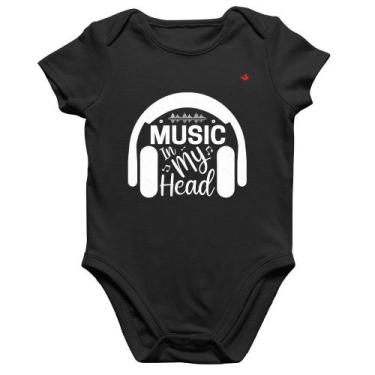 Imagem de Body Bebê Algodão Music in my head - Foca na Moda, Preto, GG