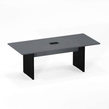 Imagem de Mesa Reunião Power Box Pé Painel P25 Pandin 2,6 M Grafito e Preto