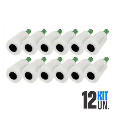 Imagem de 12x Rolo Filme Plástico Stretch 10cm x 120m Com Cabo Aplicador Giratór