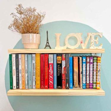 Imagem de Prateleira Dual de Ferro e Madeira 60cm Industrial Natural e Branco - 