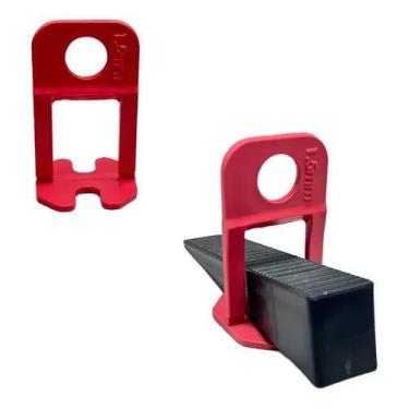 Imagem de Kit 500 Espaçador Nivelador de 1,5mm  Para Porcelanato + 100 Cunhas - 