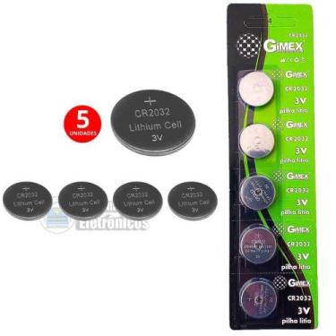 Imagem de Pilha Gimex CR2032 Lítio Kit 5 unidades