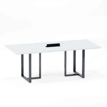 Imagem de Mesa de Reunião Retangular com Power Box Tubular P25 Pandin 2,0 M Bran