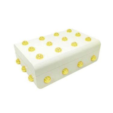Imagem de Caixa Decorativa Branco Bolas Dourado Menor em Madeira Luxo - LUXdécor