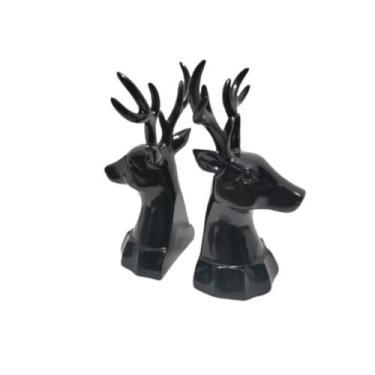 Imagem de Par de Esculturas Black Aperta Livro Alces Rena Formosa - LUXdécor Cas