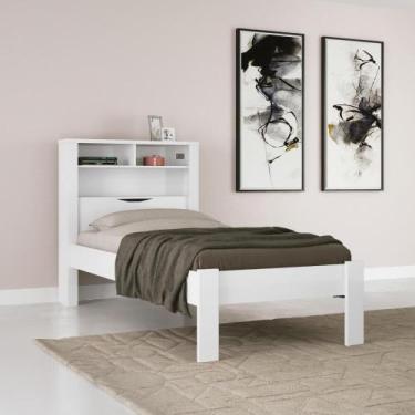 Imagem de Cama Solteiro Invicta com 3 Nichos e Baú - Branco - Santos Andirá, Bra