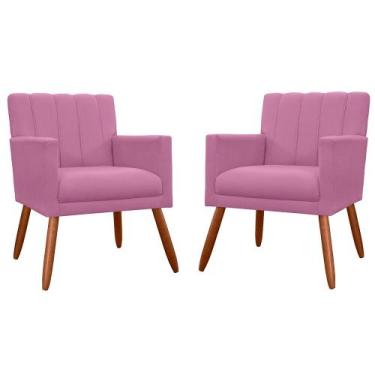 Imagem de Combo 02 Poltronas Decorativas Cecilia Pés Palito Suede Rosa - DS Esto