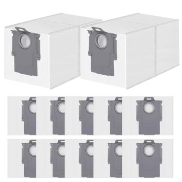 Imagem de Pacote com 12 sacos de pó para aspirador de pó Roborock QV 35S/35A/Qrevo S5V/Saros 10R/Qrevo Edge S5A/Qrevo CurvX/S/Pro/Master/Plus/Curv/S8 MaxV/QX Revo Ultra, 3 L sacos descartáveis de grande