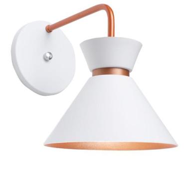 Imagem de Kit 10 Arandela Parede Berlin 15cm Branco C/ Cobre - AZ Casa Decor