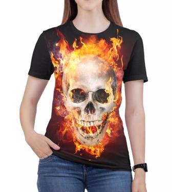 Imagem de Camiseta Rock Caveira Moto Harley Feminina Roupas - Alemark, GG