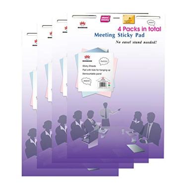 Imagem de 4 pacotes com 4 blocos de cavalete super pegajosos, folhas brancas, bloco de reunião, papel autoadesivo, ótimo para trabalho em equipe, 58 x 81,5 cm, tamanho grande, 30 folhas/bloco, 1 bloco/pacote,