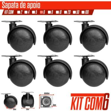 Imagem de Kit 6x Rodinhas Com Chapa Giratoria 50mm Placa 48x48 mm - Oppeano