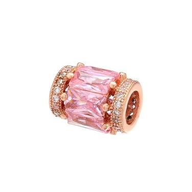 Imagem de Malahill Miçangas de zircônia cúbica para fabricação de joias, contas de pingente de caveira para colares e pulseiras, 9 x 12 mm, ouro rosa