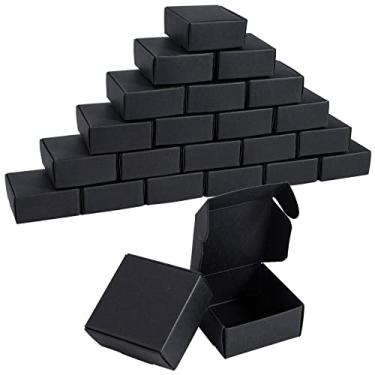 Imagem de NIGNYA Mini caixas de presente pretas, caixas de presente vazias de 5,5 x 5,5 x 2,5 cm, pacote com 50 caixas de petiscos, caixas de lembrancinhas de festa, caixa de papel pequena para doces, joias,