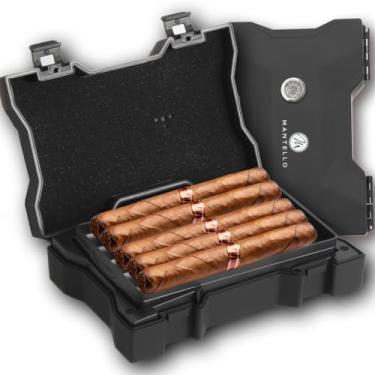 Imagem de Mantello Cigars Estojo - Estojo De Viagem Para Charutos Com Acessórios Para Charutos, Estojo Para Charutos Para Homens Que Contém 10 Charutos, Umidificador De Charutos, Selo Hermético - Presentes Para