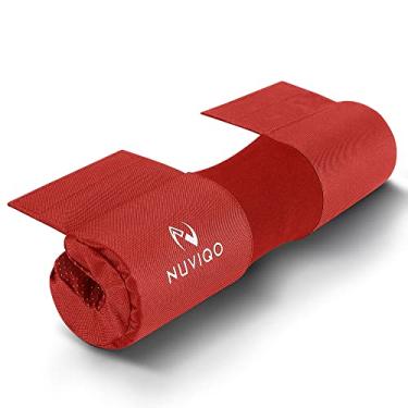 Imagem de Almofada de agachamento para pulmões e agachamentos – Almofada de impulso de quadril para barras padrão e olímpicas – Fornece almofada ao pescoço e ombros durante o treinamento (vermelho)