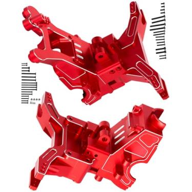 Imagem de hopsupRC RC Aluminum Front&Rear Gearbox Cover/Gear Transmission Gearbox Set&Motor Mount Upgrades Part for 1/10 Kraton 4x4 4S V2 BLX/Outcast 4x4 4S V2 BLX.Motor Mount Gear Cover Hops Up.Red