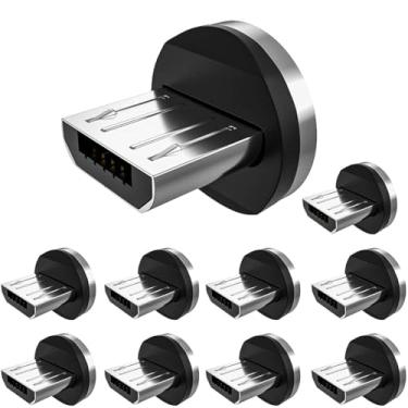 Imagem de Bojianxin Pontas de conector magnético para dispositivos Android tipo C (pacote com 10), adaptador de cabo de telefone magnético USB C (para micro USB)