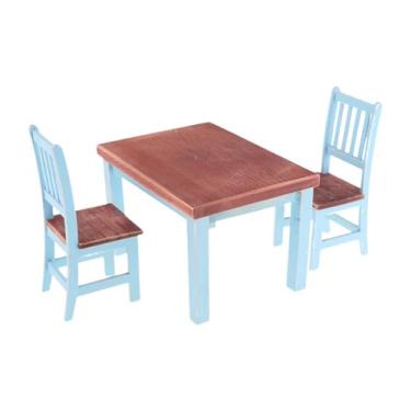 Imagem de Kokiya 1/12 Conjunto de sala de jantar para casa de bonecas, brinquedo de faz de conta para crianças, modelo de micro paisagem, conjunto de mesa e cadeira